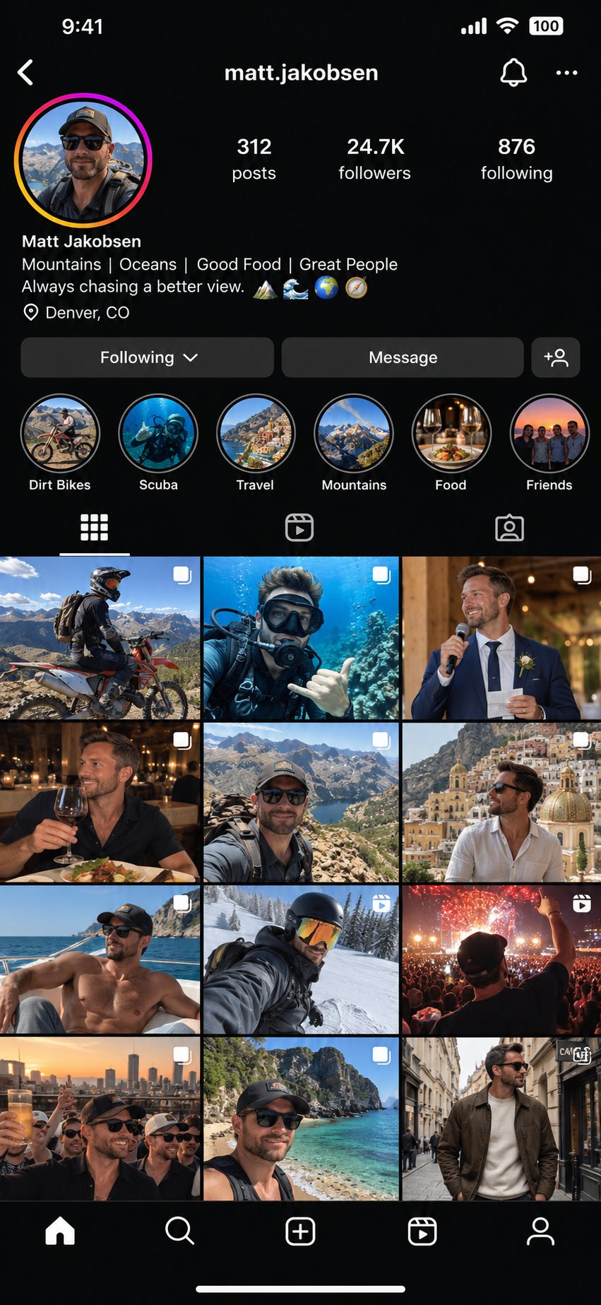 His Instagram profile